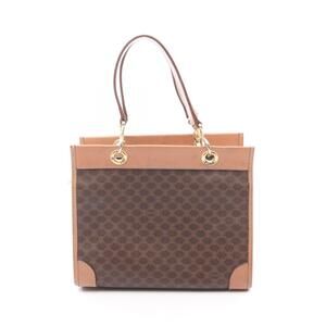 Celine Macadam Handbag Canvas Leather Brown